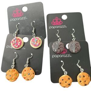 NWOT 4 different pair of Paparazzi Kids Cookie pierced Earrings Brown and Orange